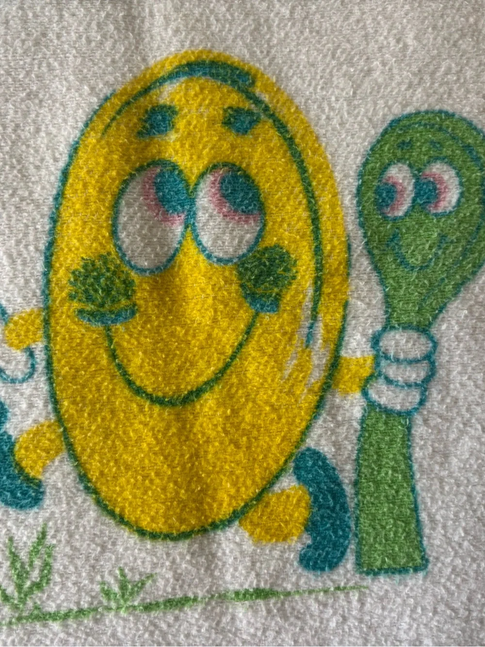 Vintage Nursery Rhyme Satin Trim Baby Blanket 44”x36”MCM